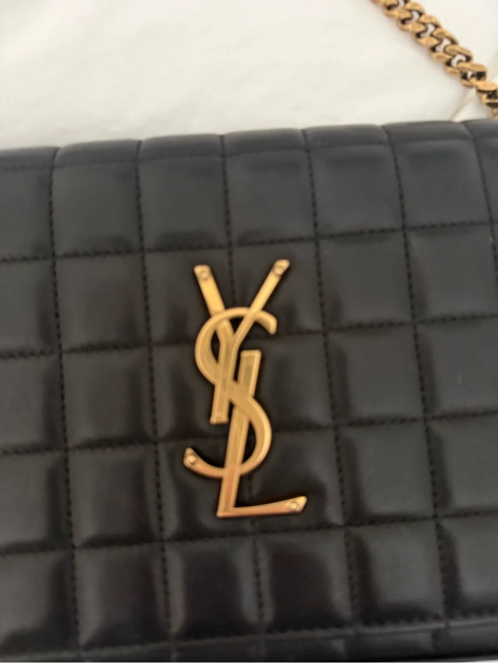 Saint Laurent Black Quilted Leather Shoulder Bag with Gold YSL Chain - Picture 2 of 11